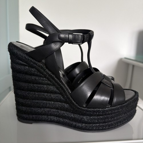 Ysl black wedges authentic and - ysl,