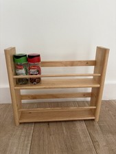 Vintage Small Wooden Spice Rack Shelves Wall Mounted 32cm x 28cm x 7cms 