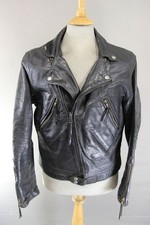 VINTAGE 1970's PUNK ROCK MARLON BRANDO BLACK LEATHER BIKER JACKET 38-40 INCH