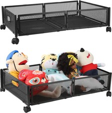 Metal Under Bed Storage Containers with Wheels Tool Bedroom Foldable Clothes Box