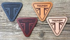 Leather sew on Triumph (motorcycle jacket badge) - Triangular