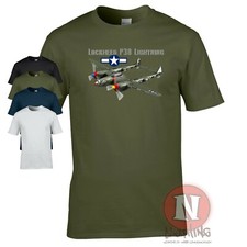P38 Lightning T-shirt WW2 World war 2 Lockheed US Army plane fighter aircraft