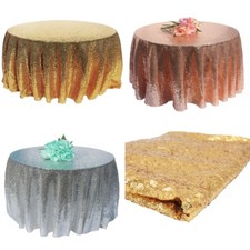 Sequin Fabric Round Table Cover Cloth Shimmer Sparkle Overlay Wedding Party