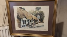 Signed Print: The Cat And Fiddle Inn, the New Forest, Hampshire. Framed 46x56cms