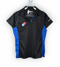 Domino's Pizza Unisex Uniform Workers Polo Shirt Black Blue Size Small S VGC