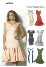 Vintage Vogue 8948 DRESS Pencil Peplum Ruffle Bodycon 12 14 16 Sewing Pattern