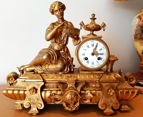 Antique french gilt mantel - french,