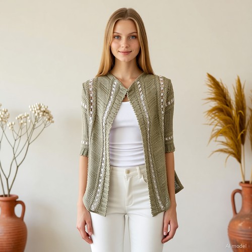 Boho cardigan green - green, silver