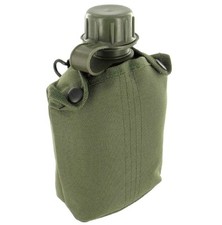 1 Ltr ARMY WATERBOTTLE British military olive hiking flask bottle & belt pouch