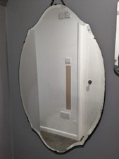 Large Frameless Vintage Mirror Beveled Edge