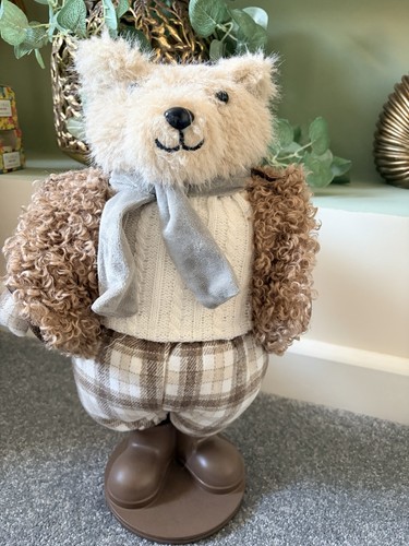 Christmas beige bear plush - christmas,