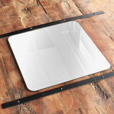 Square Glass Wall Mirror 40cm Frameless Curved Over Sink Bathroom Thin Large