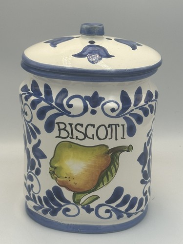 Vtg ceramic biscotti jar - vtg,