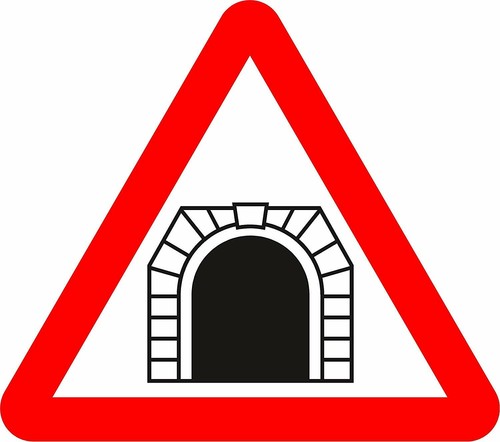 Tunnel ahead road - sign,