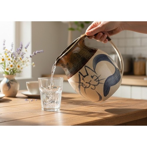 Studio pottery cat pitcher - pottery,
