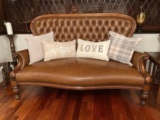 Italian style buttoned leather sofa