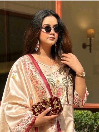 Women silk blend kurta pant - women,
