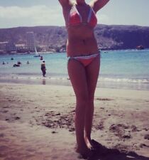 Hand crochet Pink Tie Up Bikini Bottoms And Bikini Top Size 8-10