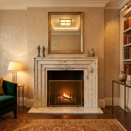Afyon marble fireplace - marble,