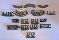 16 WW1 & WW2 Brass Shoulder Title Badges Inc W. Yorkshire, Oxford, Royal Marines