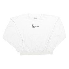 KARL KANI Womens White Crew Neck L Sweatshirt Cropped Logo Embroidered