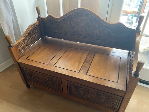 Wood settle storage - settle, seat