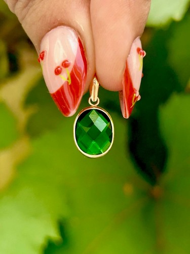 9ct yellow gold green - gold, cz