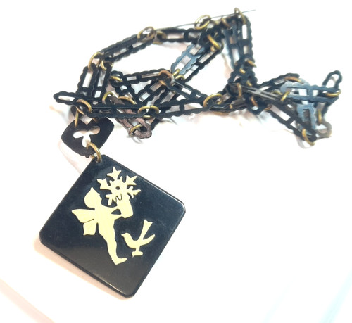 Vintage celluloid pendant - celluloid,