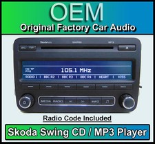 Skoda Swing CD MP3 player, Fabia car stereo headunit, Supplied with radio code