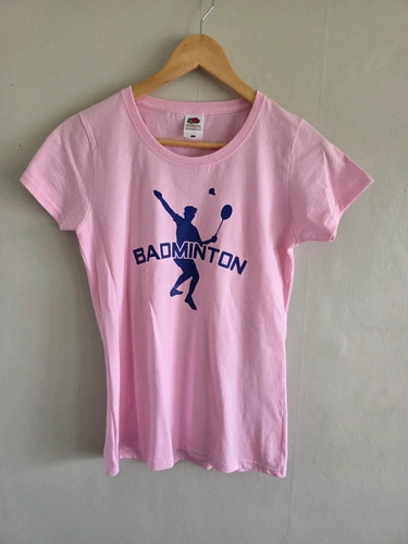 Pink badminton graphic - badminton, t-shirt
