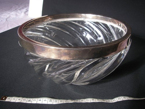 Vintage glass serving bowl - glass,