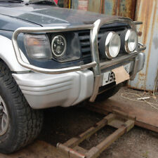 Bull Bar with 2 Lights for Pajero/Shogun. Chromed Steel. Shown fitted to 1993, J