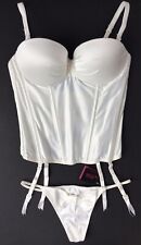 La Senza Padded Push Up Basque & G-String Thong Ivory Satin Bridal Var Szs BNWT