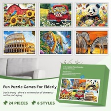 6 Packs 24 Large Piece Puzzle for Seniors - Dementia Puzzles for Elderly Adults