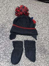 Baby Boy 0-6 Months Dinosaur Winter Bobble Hat And Mittens 