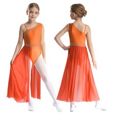 UK Girls Lyrical Contemporary Modern Dance Costumes Ballet Leotard Dresses