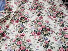 Vintage curtain fabric by Hardy fabrics ‘Ladybower’ Deep Pink Wine Floral Flower