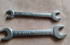 Vintage Nissan Motor Spanners Wrench x 2 , 8 - 10 , 12 - 14 Tool Kit  Car Japan