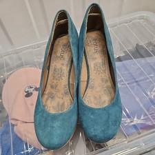 Lotus teal suede wedge - teal,
