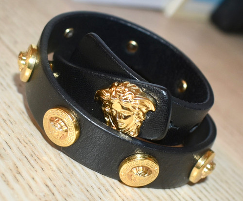 Authentic versace blk leather - blk,