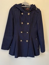 Miss Sixty Navy Blue Wool Blend Peacoat Size L Double Breasted Military