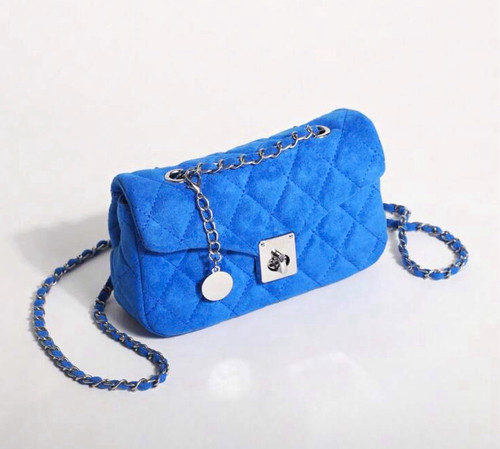 Blue quilted fabric - blue,