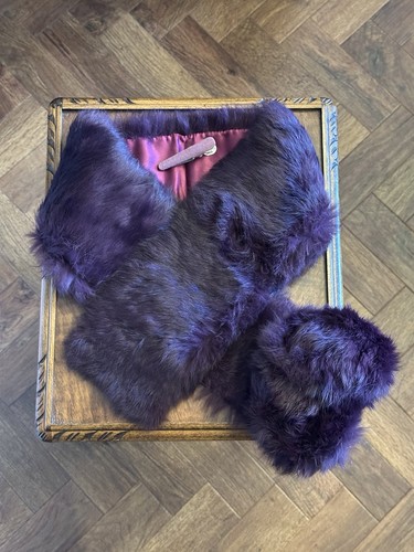 Deep purple fur - scarf, clip