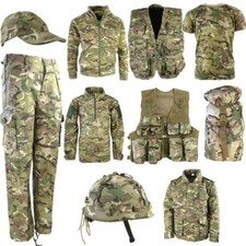 Boys Kids Army Clothing T-Shirt Trousers Vest Helmet Cap Bag BTP MTP Camo Outfit
