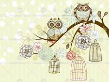PAINTING ILLUSTRATION ORNATE OWLS TREE BIRDCAGE PICTURE ART PRINT POSTER MP5434B