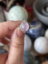 S925 Sterling Silver Adjustable Kunzite Ring