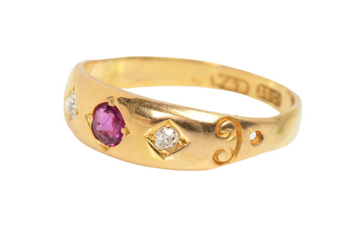 Antique ruby diamond gypsy set - antique,
