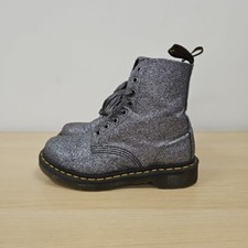 Dr Martens 1460 Pascal Grey Silver Glitter Ankle Sparkly Disco Party Boots Uk 4