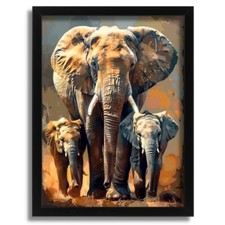 African Elephant Family Wall