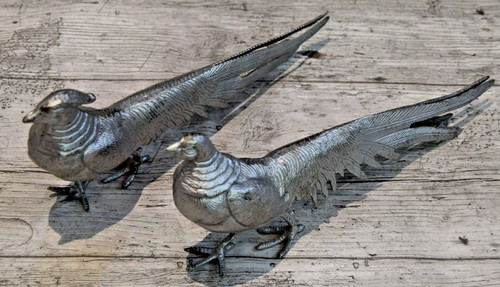 Vintage pair metal pheasant - vintage,